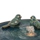 Glitzhome 27.5"H Turquoise Two Birds Embossed Plant Pattern Pedestal Ceramic Fountain with Pump and LED Light