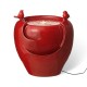 Glitzhome 19.5"H Red Two Birds Embossed Plant Pattern Ceramic Pot Fountain with Pump and LED Light