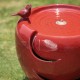 Glitzhome 19.5"H Red Two Birds Embossed Plant Pattern Ceramic Pot Fountain with Pump and LED Light