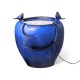 Glitzhome 19.5"H Cobalt Blue Two Birds Embossed Plant Pattern Ceramic Pot Fountain with Pump and LED Light