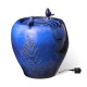 Glitzhome 19.5"H Cobalt Blue Two Birds Embossed Plant Pattern Ceramic Pot Fountain with Pump and LED Light