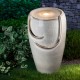 Glitzhome 21.25"H Sand Beige Ceramic Pot Fountain with Pump and LED Light