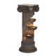 Glitzhome 36.75"H Oversized European Style Faux Stone Sculpture 3-Tier Polyresin Outdoor Fountain with LED Light and Pump