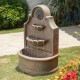 Glitzhome 37.25"H Oversized Antique European Style 3-Tier Polyresin Outdoor Fountain with LED Light and Pump