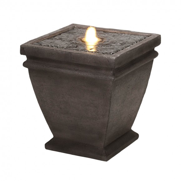 Glitzhome 17.5"H Elegant Stone Sculpture Pattern Polyresin Outdoor Fountain with LED Light and Pump