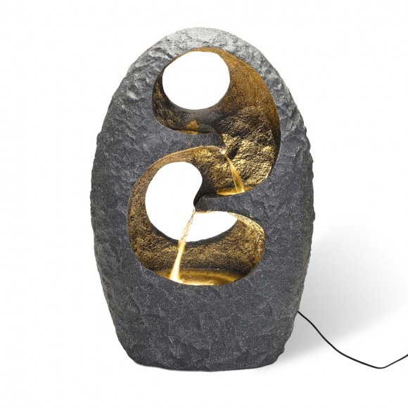 Glitzhome 28"H Zen Style Rock Textured Polyresin Outdoor Fountain with LED Light and Pump