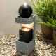 Glitzhome 34.75"H Modern Black and Grey Contrast Geometric Outdoor Fountain with LED Light and Pump