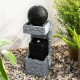 Glitzhome 34.75"H Modern Black and Grey Contrast Geometric Outdoor Fountain with LED Light and Pump