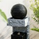 Glitzhome 34.75"H Modern Black and Grey Contrast Geometric Outdoor Fountain with LED Light and Pump