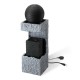 Glitzhome 34.75"H Modern Black and Grey Contrast Geometric Outdoor Fountain with LED Light and Pump