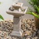 Glitzhome 25.75"H Modern and Minimalist Pedestal 2-Tier Polyresin Outdoor Fountain with LED Light and Pump