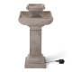 Glitzhome 25.75"H Modern and Minimalist Pedestal 2-Tier Polyresin Outdoor Fountain with LED Light and Pump