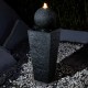 Glitzhome 40.25"H Modern Oversized Geometric Pedestal and Sphere Polyresin Outdoor Fountain with LED Light and Pump