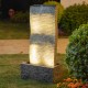 Glitzhome 38.25"H Oversized Faux Stone Wall Polyresin Outdoor Fountain with LED Light and Pump