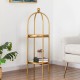 Glitzhome 42"H Regency Modern 2-Tier Gold Mirror Organizer Floor Shelf