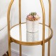 Glitzhome 42"H Regency Modern 2-Tier Gold Mirror Organizer Floor Shelf