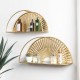 Glitzhome Set of 2 Regency Modern Gold Fan Shaped Wall Shelf With Mirror Base