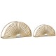 Glitzhome Set of 2 Regency Modern Gold Fan Shaped Wall Shelf With Mirror Base