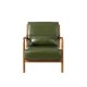 【Pre-Order】Glitzhome 30.00"H Mid-century Modern Hunter Green PU Leather Accent Armchair with Walnut Rubberwood Frame — Ship After 02/15, 2022