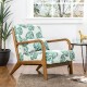 Glitzhome Mid-century Modern Patterned Fabric Accent Armchair with Walnut Rubberwood Frame