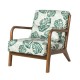 Glitzhome Mid-century Modern Patterned Fabric Accent Armchair with Walnut Rubberwood Frame