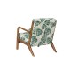 Glitzhome Mid-century Modern Patterned Fabric Accent Armchair with Walnut Rubberwood Frame