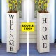 Glitzhome 30"H Double Sided Washed White Wooden Box-shaped "WELCOME, HOME" Porch Sign