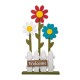 Glitzhome 35.75"H Wooden Trio Flowers and Fence Welcome Porch Décor