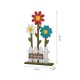 Glitzhome 35.75"H Wooden Trio Flowers and Fence Welcome Porch Décor