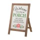 Glitzhome 29.75"H "Welcome to the Porch" Wood Framed Easel Porch Sign with Flowers