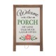 Glitzhome 29.75"H "Welcome to the Porch" Wood Framed Easel Porch Sign with Flowers