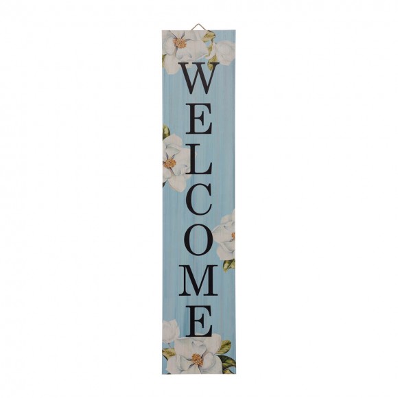 Glitzhome 42"H Washed Blue Wooden "WELCOME" Porch Sign