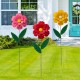 Glitzhome 39.5"H Metal Dimensional Flower Yard Stakes / Wall Décor, Set of 3