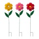 Glitzhome 39.5"H Metal Dimensional Flower Yard Stakes / Wall Décor, Set of 3