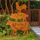 Glitzhome Farm Sweet Farm Metal Farmhouse Animals Silhouette Sign Yard Stake or Wall Décor, Set of 3