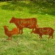 Glitzhome Farm Sweet Farm Metal Farmhouse Animals Silhouette Sign Yard Stake or Wall Décor, Set of 3