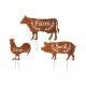 Glitzhome Farm Sweet Farm Metal Farmhouse Animals Silhouette Sign Yard Stake or Wall Décor, Set of 3