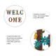 Glitzhome 25.5"H Metal WELCOME with Flowers Yard Stakes or Wall Decor, Set of 7