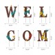 Glitzhome 25.5"H Metal WELCOME with Flowers Yard Stakes or Wall Decor, Set of 7
