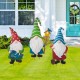 Glitzhome 36"H Metal Gnome Yard Stakes or Wall Decor, Set of 3