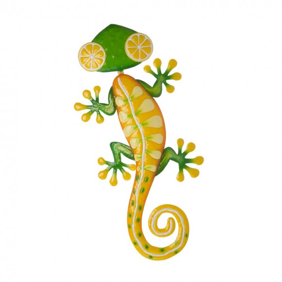 Glitzhome 24.25"L Whimsical Metal Lemon Gecko Wall Decor