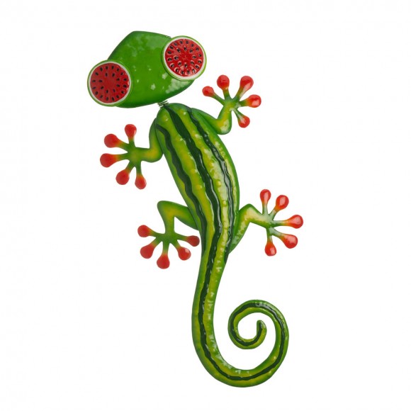 Glitzhome 24.25"L Whimsical Metal Watermelon Gecko Wall Décor