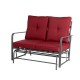 Glitzhome 45.25"L Outdoor Patio Loveseat Glider Chair with Burgundy Cushions