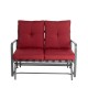 Glitzhome 45.25"L Outdoor Patio Loveseat Glider Chair with Burgundy Cushions