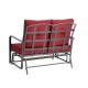 Glitzhome 45.25"L Outdoor Patio Loveseat Glider Chair with Burgundy Cushions