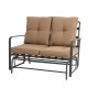 Glitzhome 45.25"L Outdoor Patio Loveseat Glider Chair with Tan Cushions