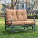 Glitzhome 45.25"L Outdoor Patio Loveseat Glider Chair with Tan Cushions