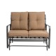 Glitzhome 45.25"L Outdoor Patio Loveseat Glider Chair with Tan Cushions