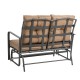 Glitzhome 45.25"L Outdoor Patio Loveseat Glider Chair with Tan Cushions