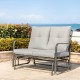 Glitzhome 45.25"L Outdoor Patio Loveseat Glider Chair with Gray Cushions